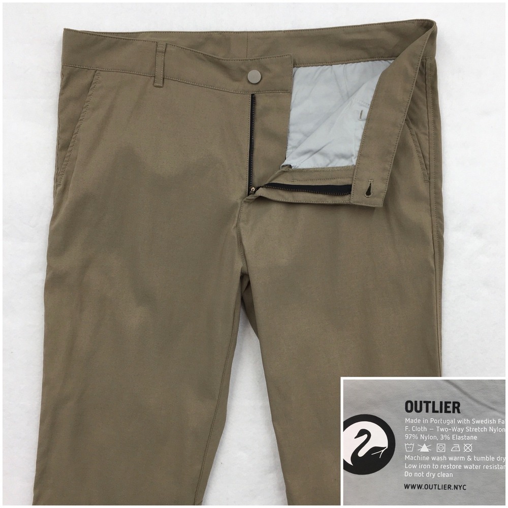 Outlier Futureworks F. Cloth Two-Way Stretch Nylon Pants Khaki Brown Mens 36